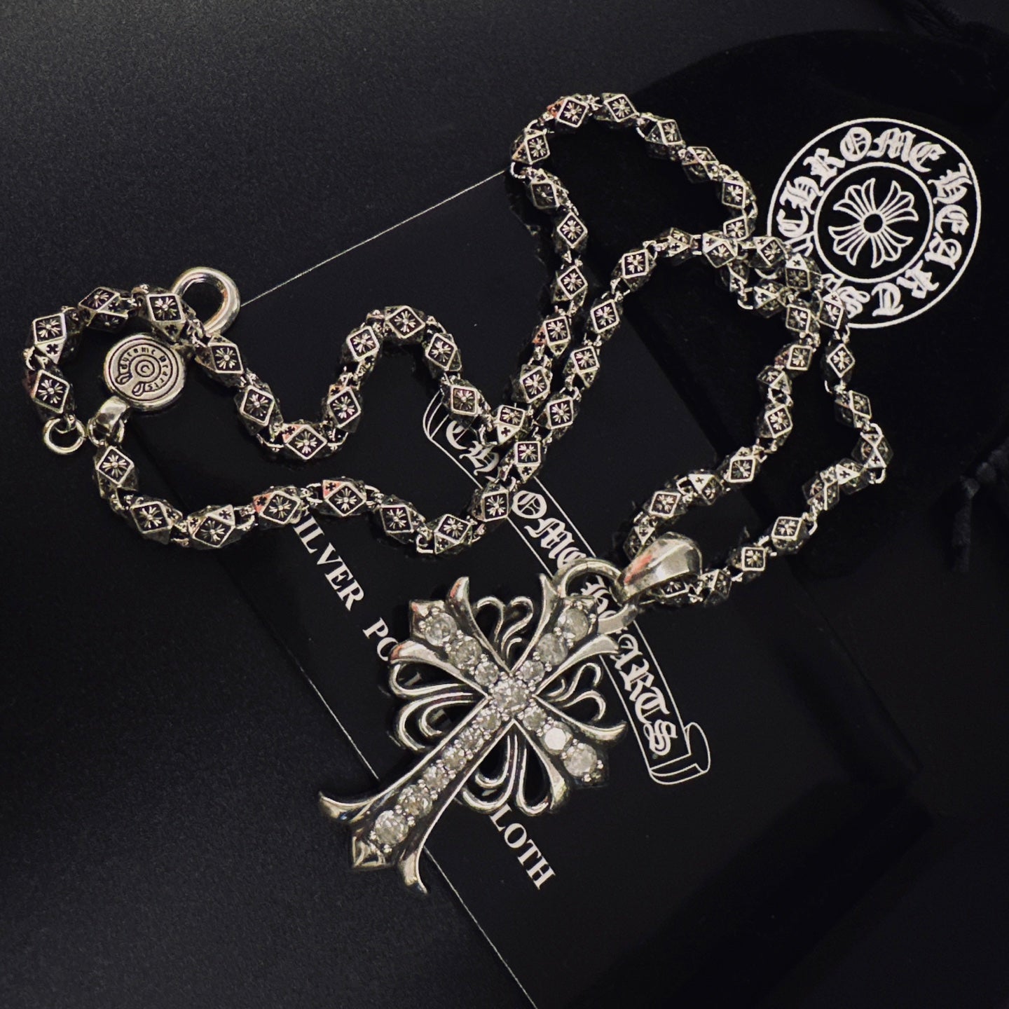 Gothic Emblem Pendant Necklace in Metal-Tone – Design 18 detail view