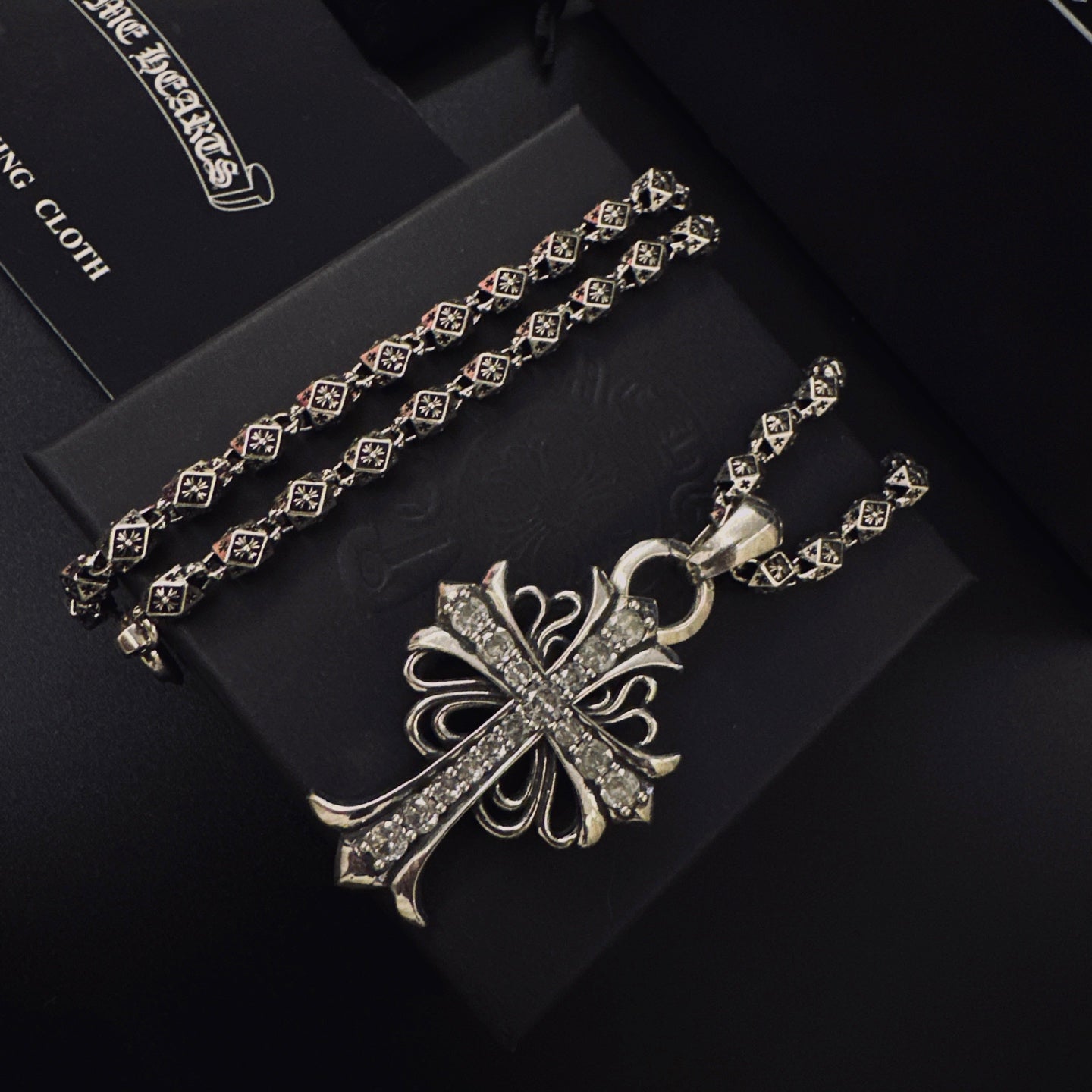 Gothic Emblem Pendant Necklace in Metal-Tone – Design 18 main product view