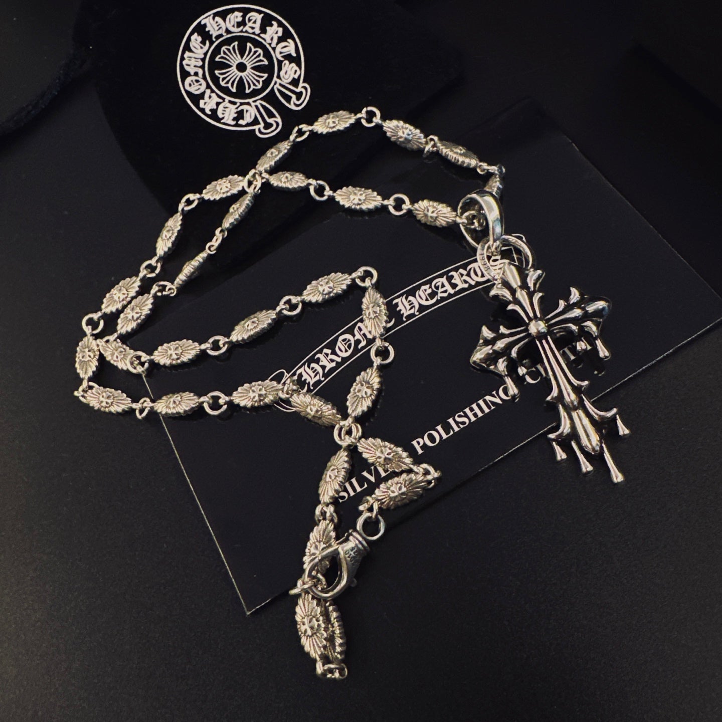Gothic Emblem Pendant Necklace in Metal-Tone – Design 17 detail view
