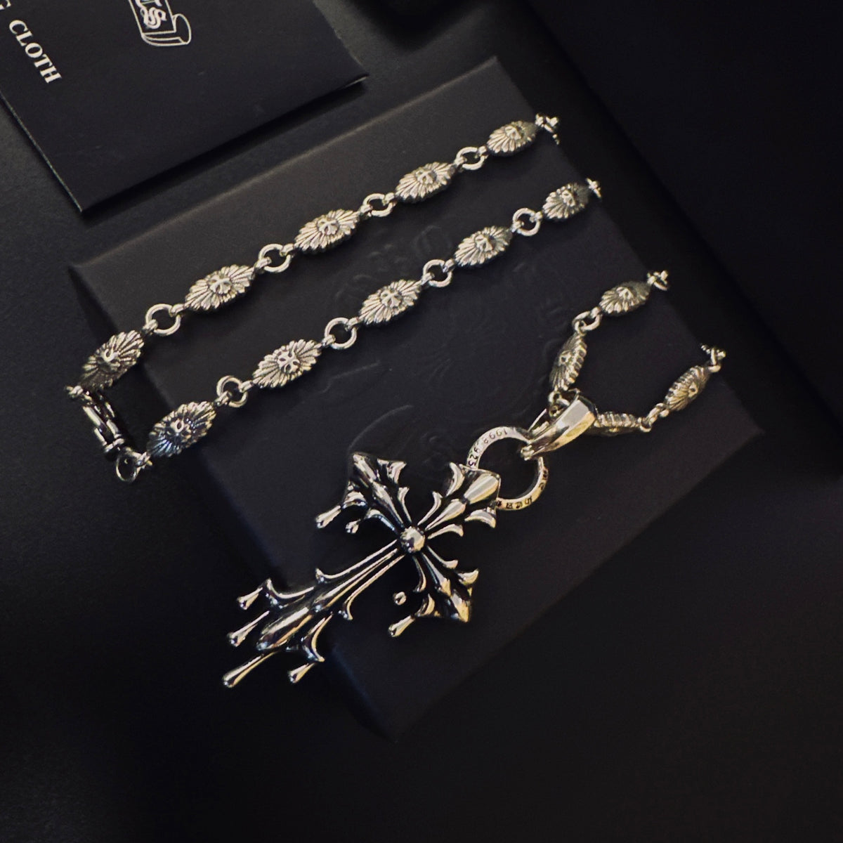 Gothic Emblem Pendant Necklace in Metal-Tone – Design 17 front product view