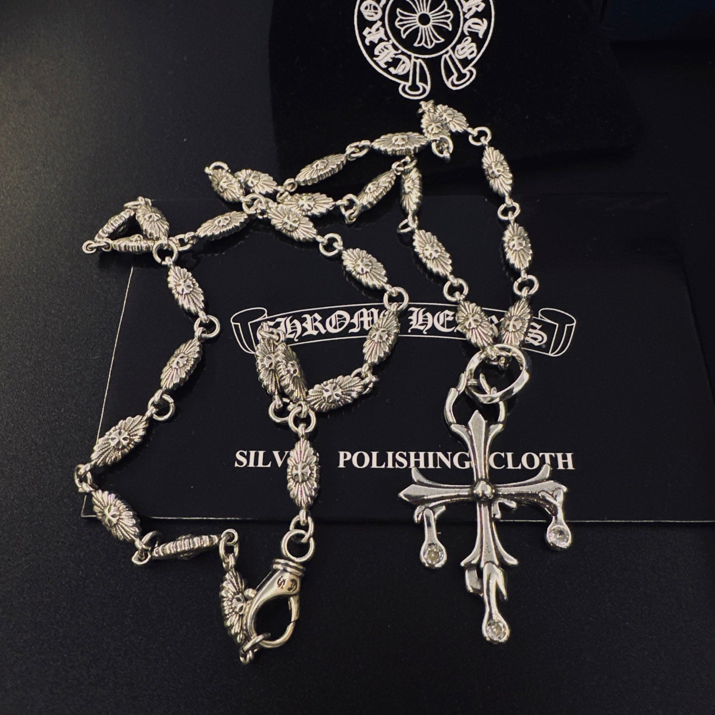 Gothic Emblem Pendant Necklace in Metal-Tone – Design 16 detail view