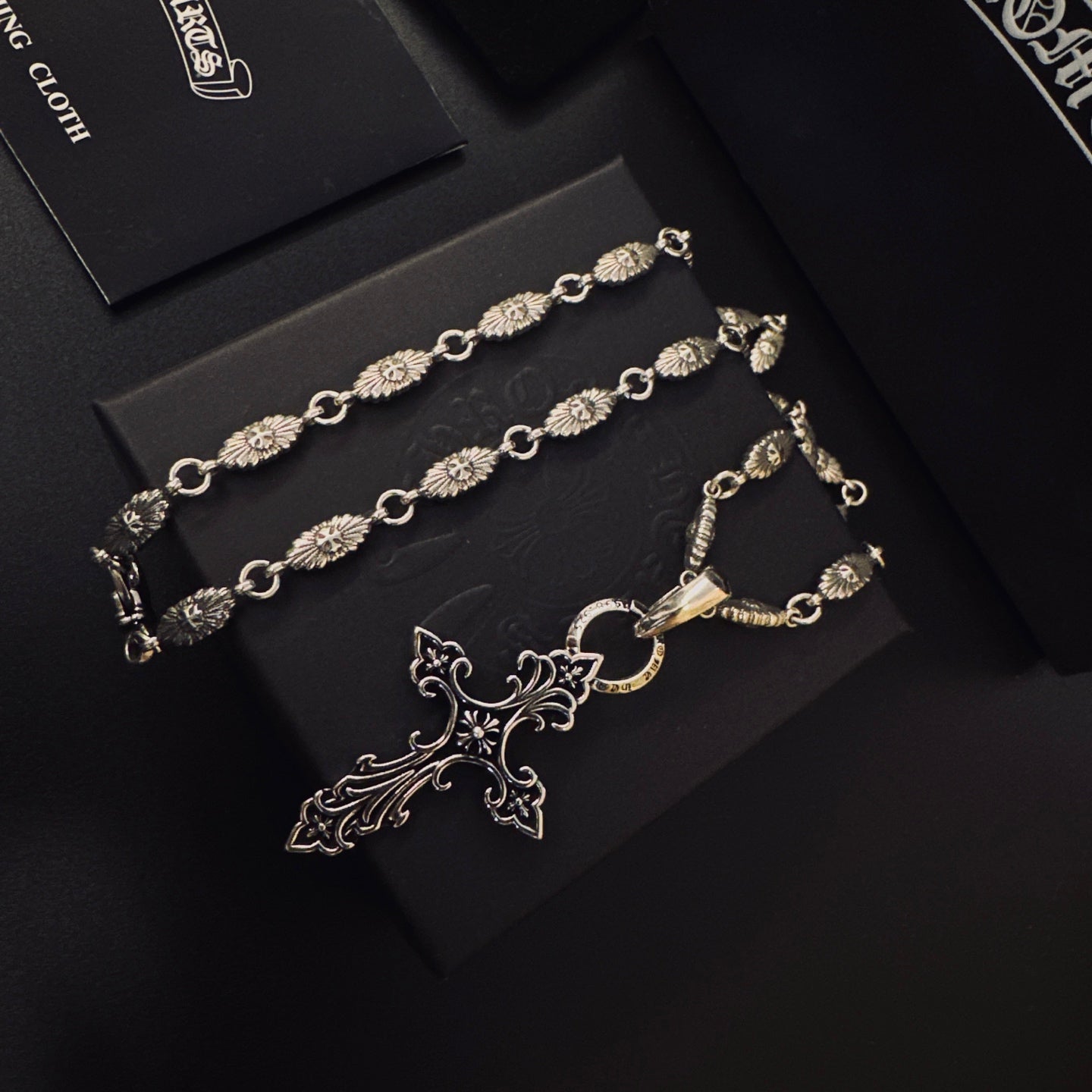 Gothic Emblem Pendant Necklace in Metal-Tone – Design 15 main product view