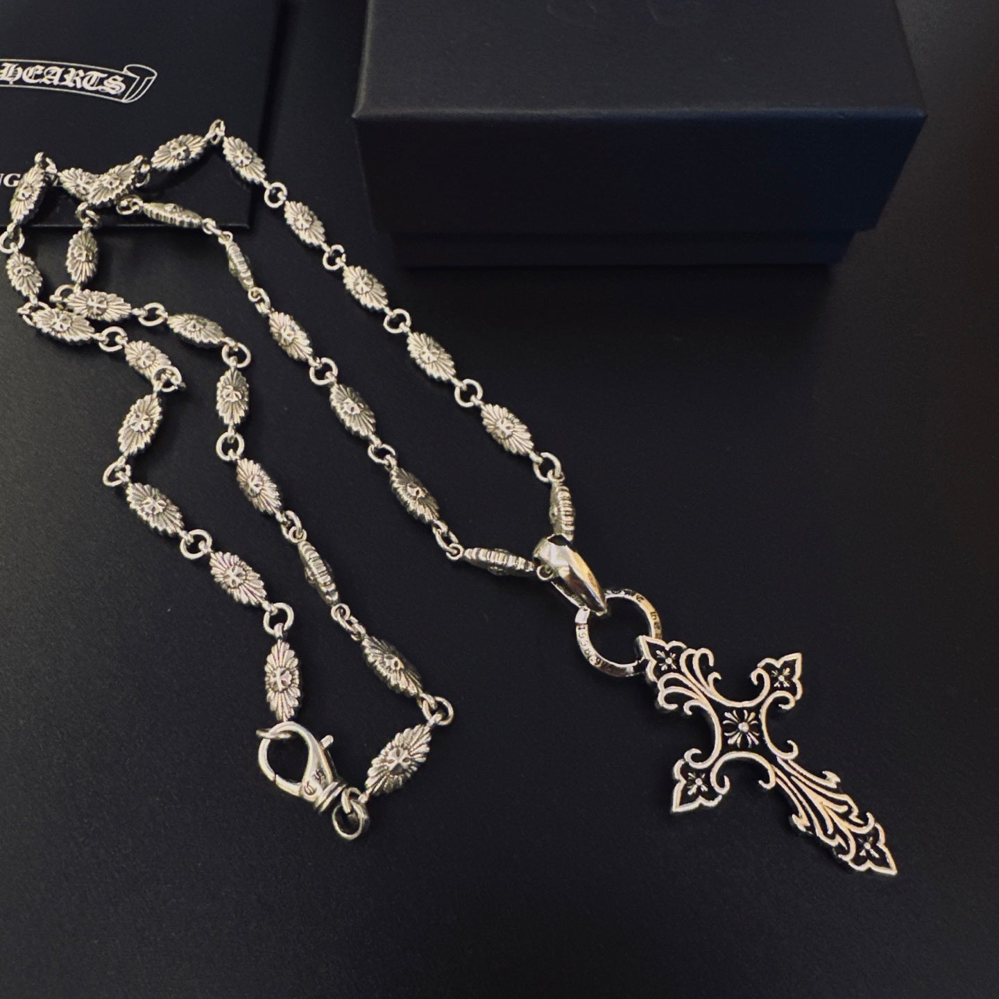 Gothic Emblem Pendant Necklace in Metal-Tone – Design 15 close-up detail