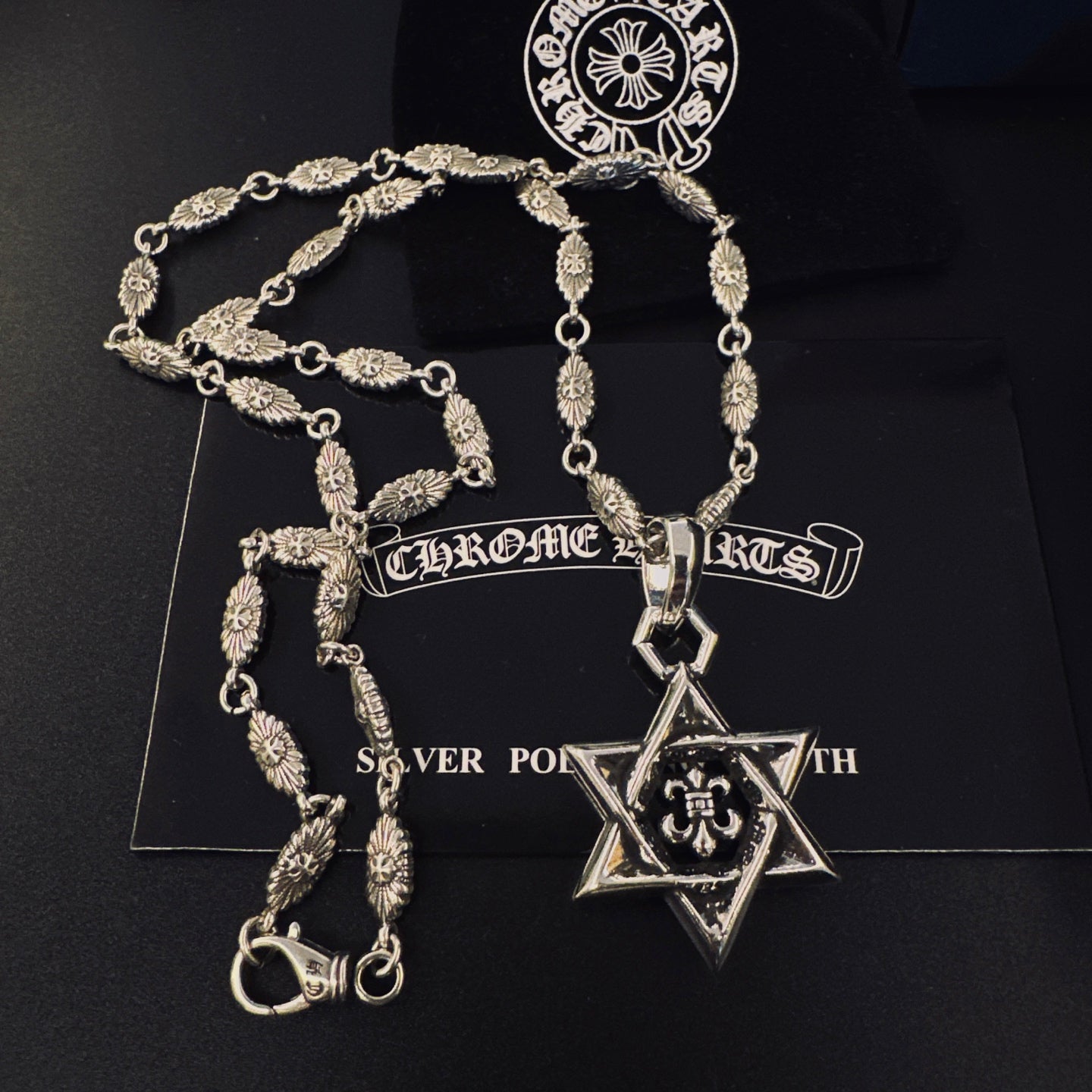 Gothic Emblem Pendant Necklace in Metal-Tone – Design 14 front product view