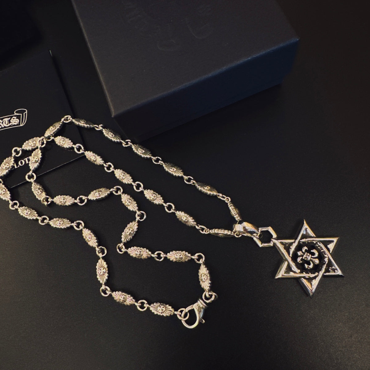 Gothic Emblem Pendant Necklace in Metal-Tone – Design 14 detail view