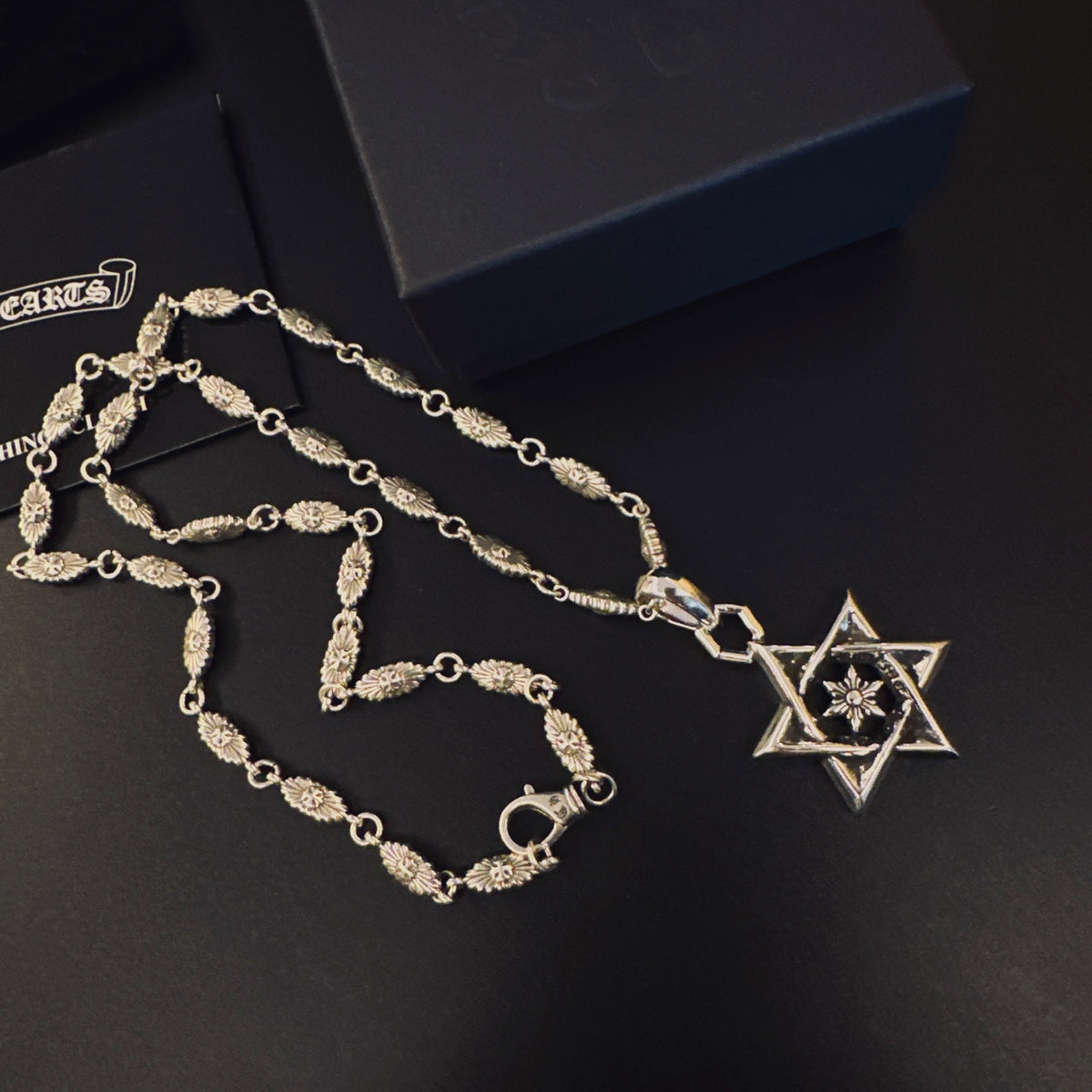 Gothic Emblem Pendant Necklace in Metal-Tone – Design 13 detail view