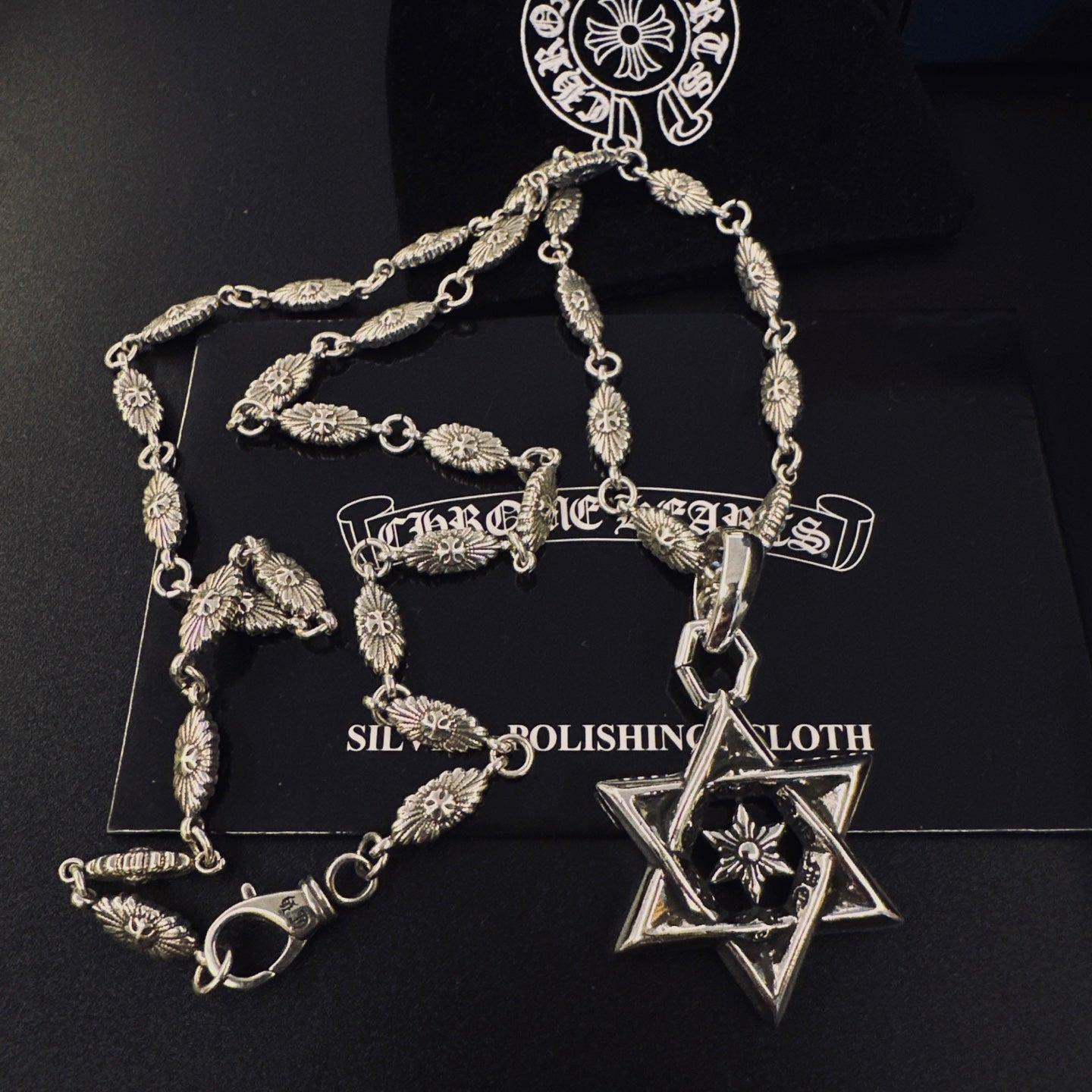 Gothic Emblem Pendant Necklace in Metal-Tone – Design 13 front product view