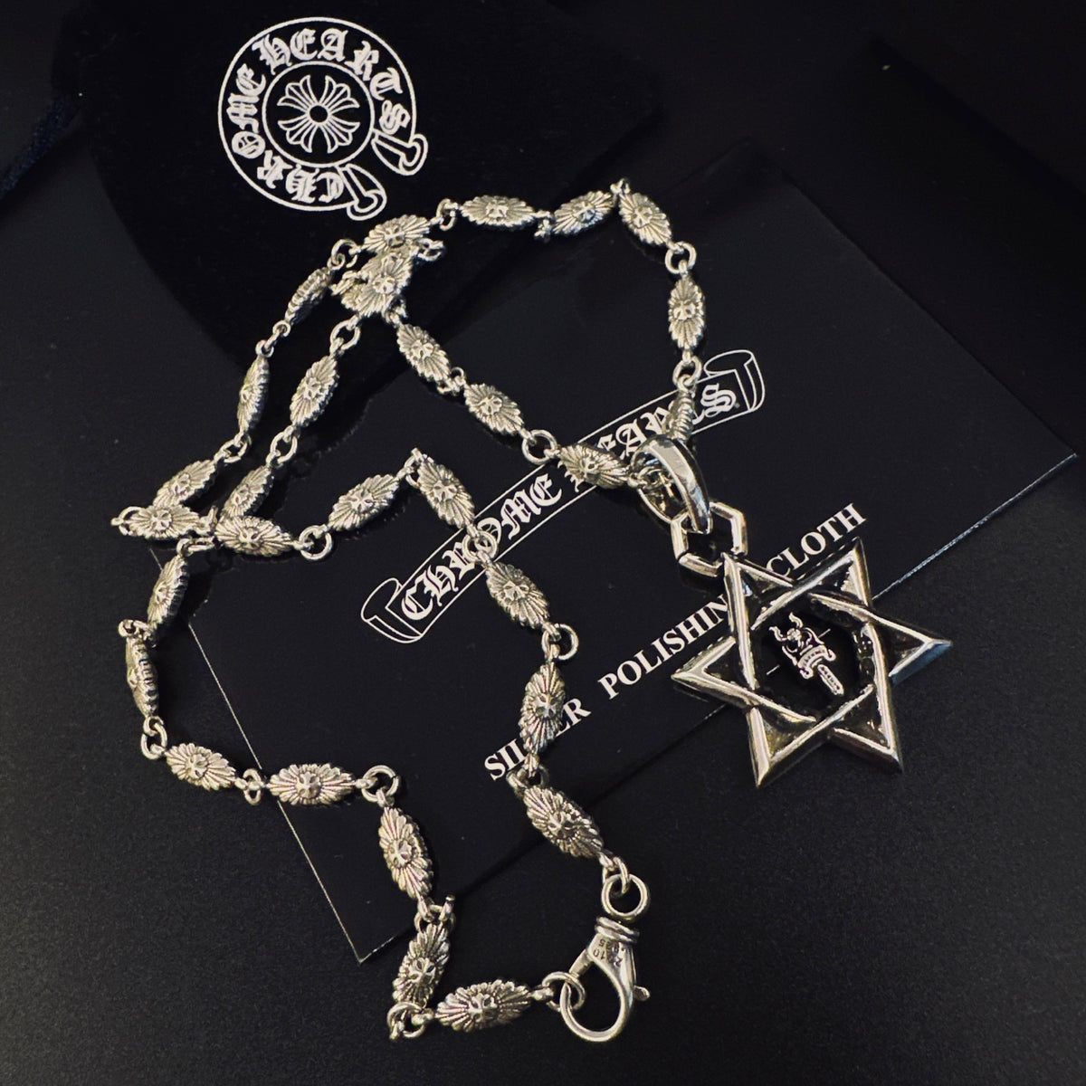Gothic Emblem Pendant Necklace in Metal-Tone – Design 12 main product view