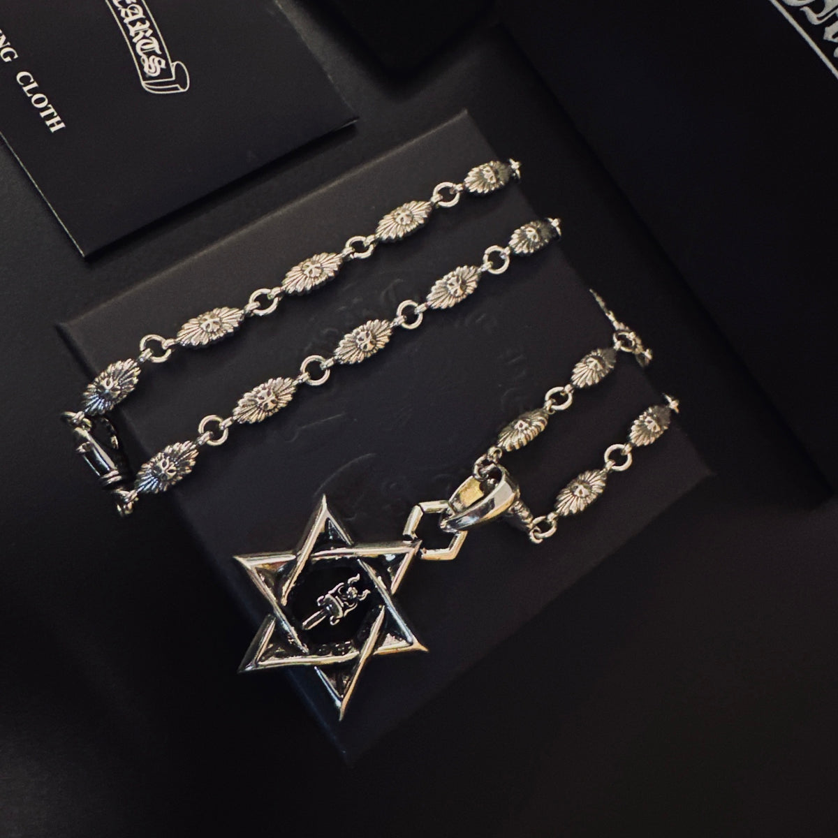Gothic Emblem Pendant Necklace in Metal-Tone – Design 12 styled product view