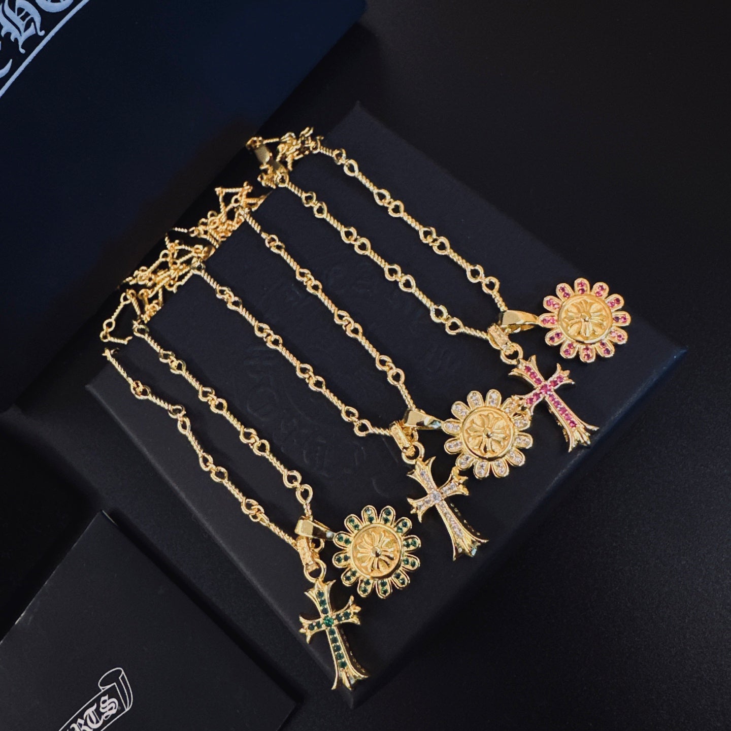 Gothic Emblem Pendant Necklace in Metal-Tone – Design 11 front product view