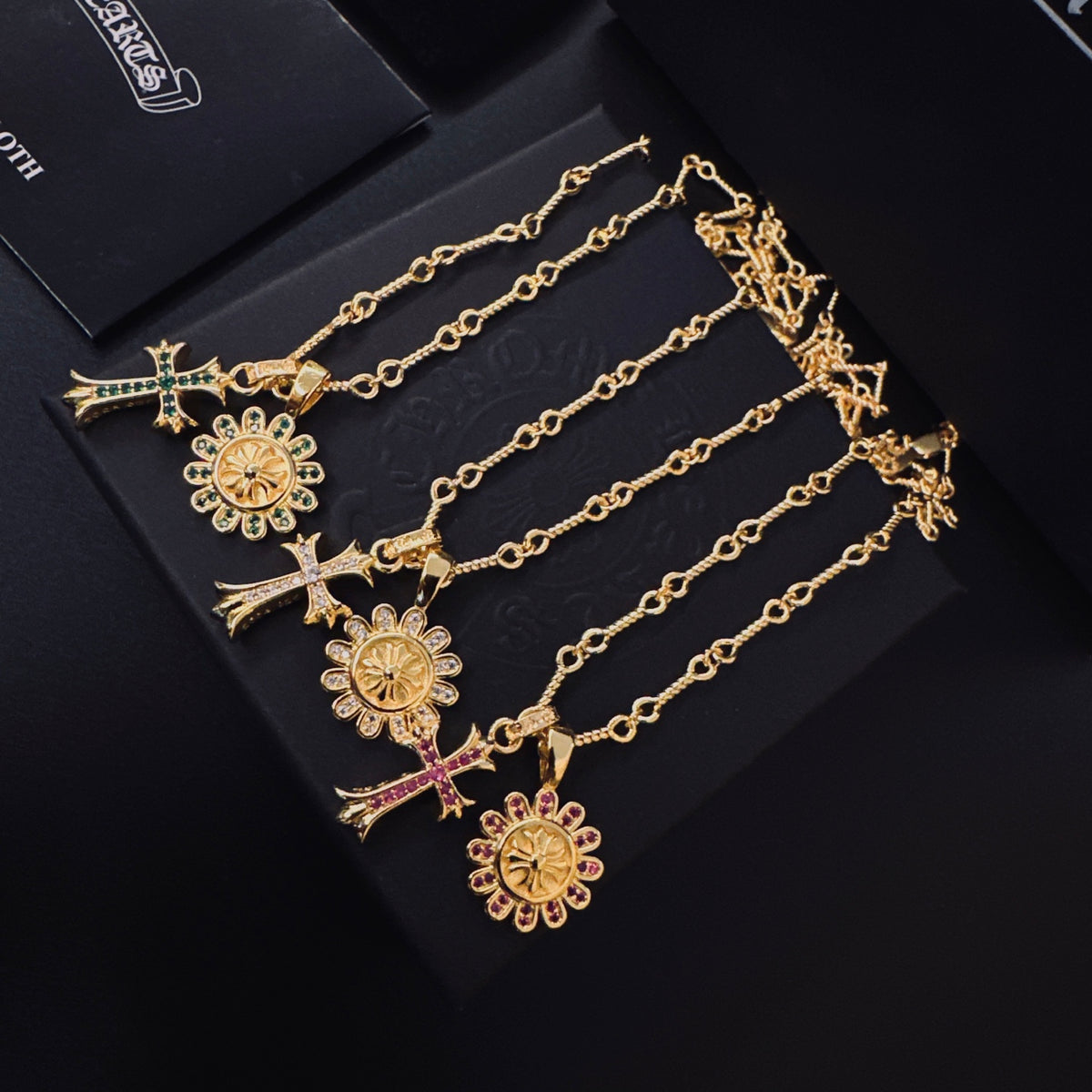 Gothic Emblem Pendant Necklace in Metal-Tone – Design 11 main product view