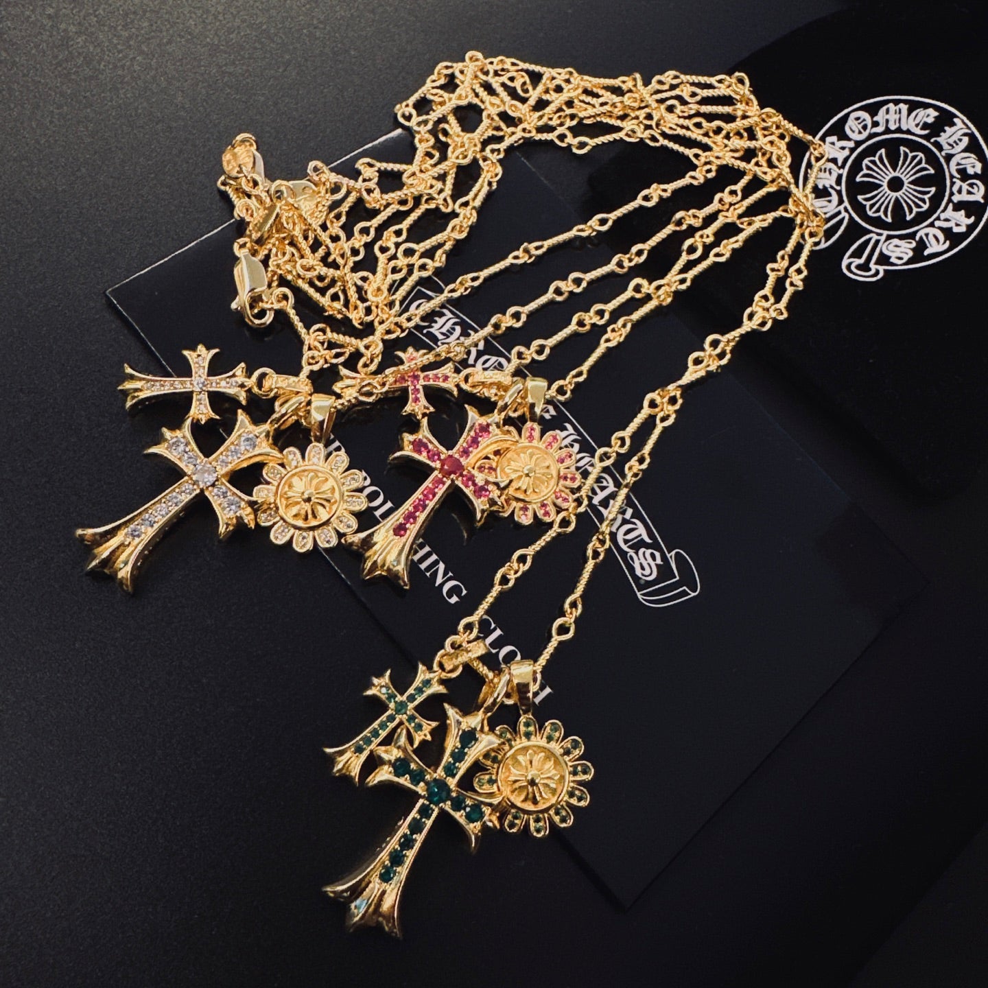 Gothic Emblem Pendant Necklace in Metal-Tone – Design 10 front product view
