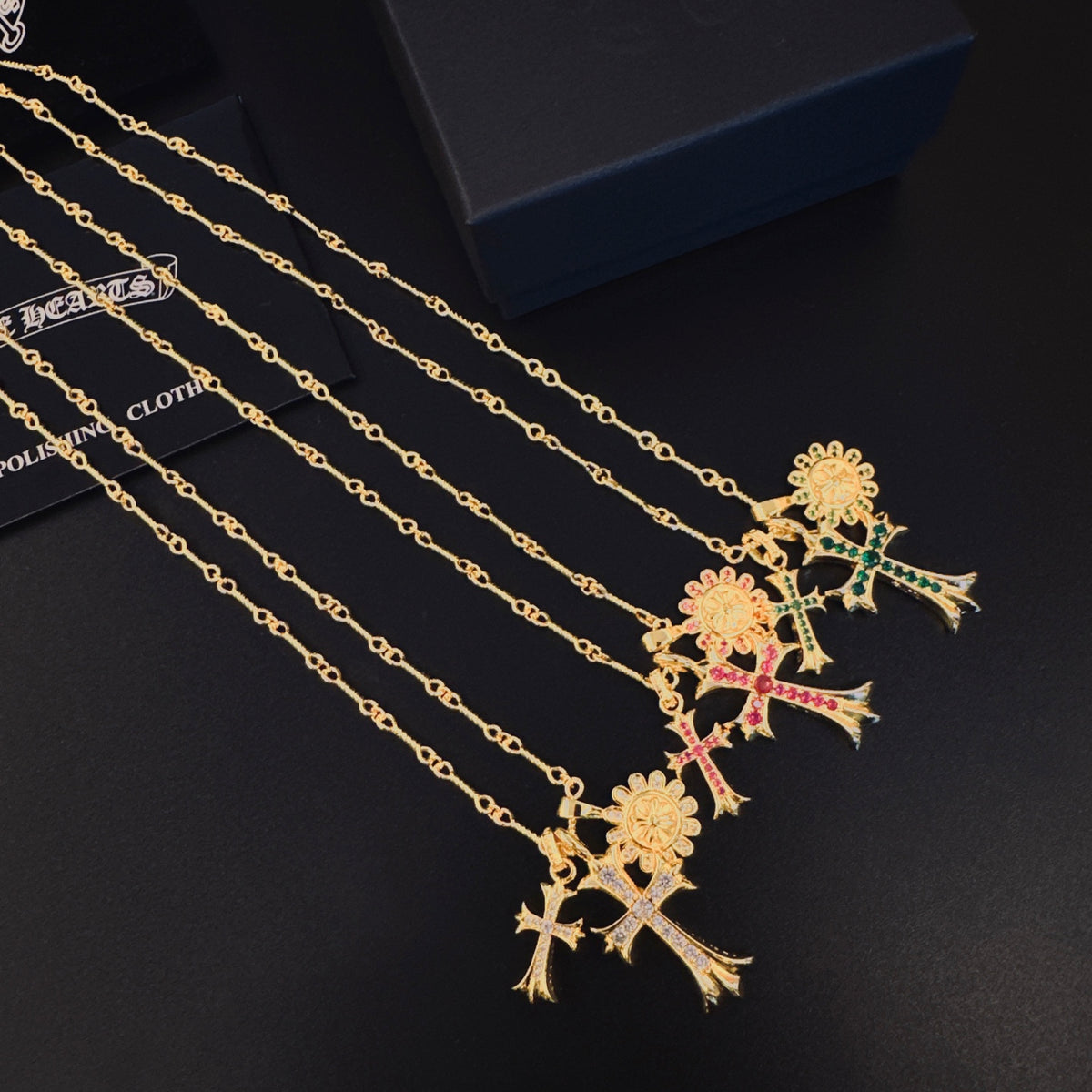 Gothic Emblem Pendant Necklace in Metal-Tone – Design 10 detail view