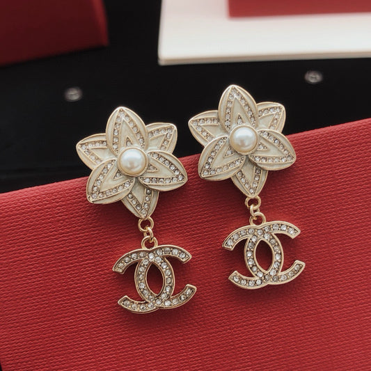 Camellia Stud Earrings in Gold-Tone – Camellia Detail – Design 011 main product view