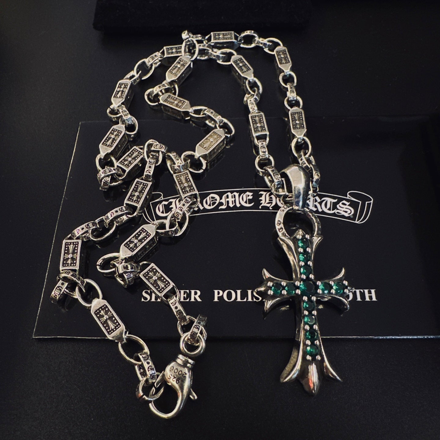 Gothic Emblem Pendant Necklace in Antique Silver-Tone – Design 05 close-up detail