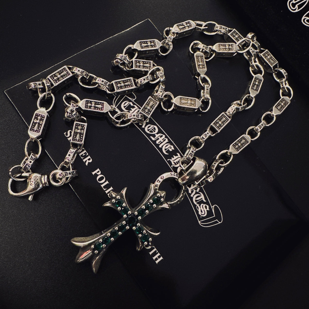 Gothic Emblem Pendant Necklace in Antique Silver-Tone – Design 05 main product view