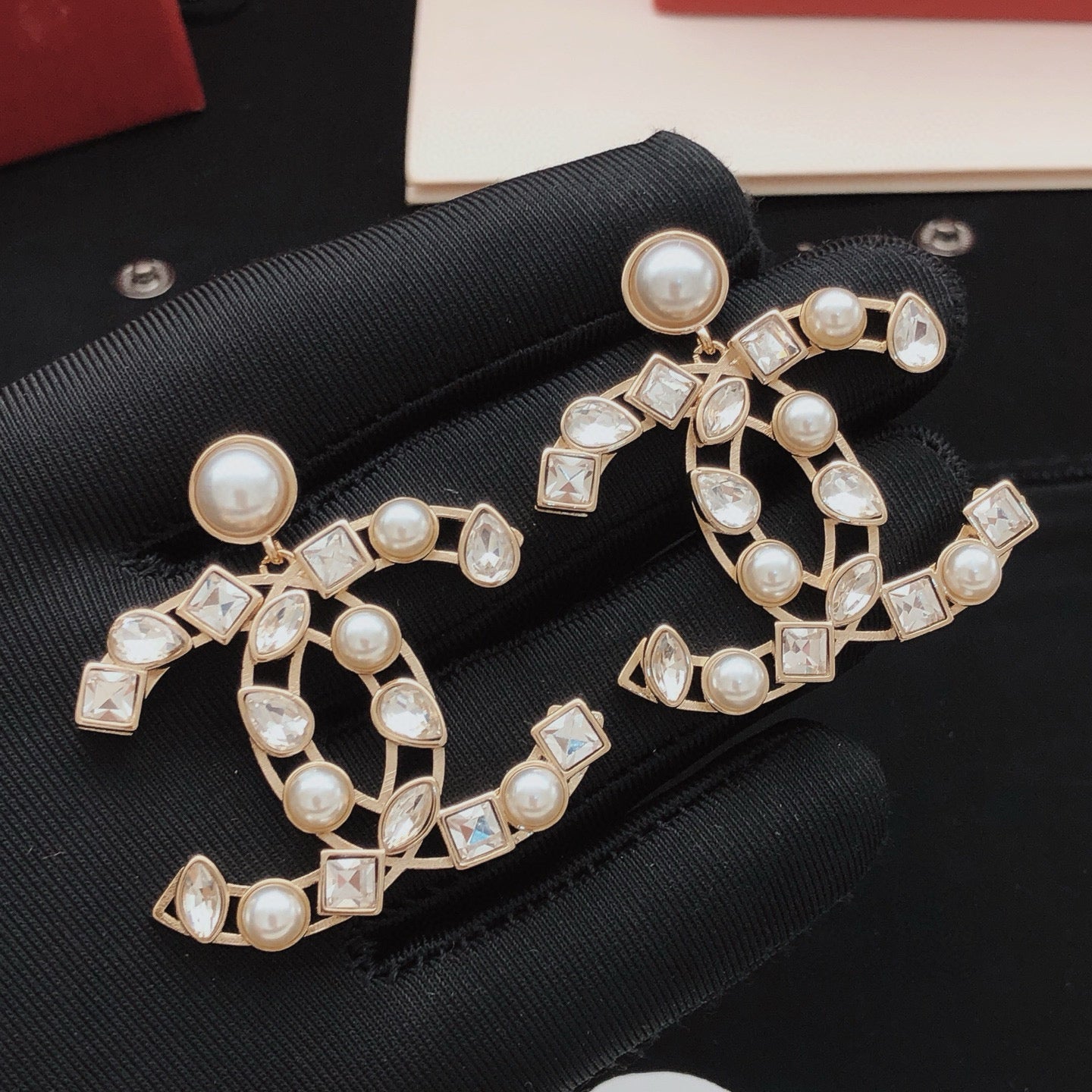 Signature Emblem Crystal-Accent Stud Earrings – Design 005 main product view