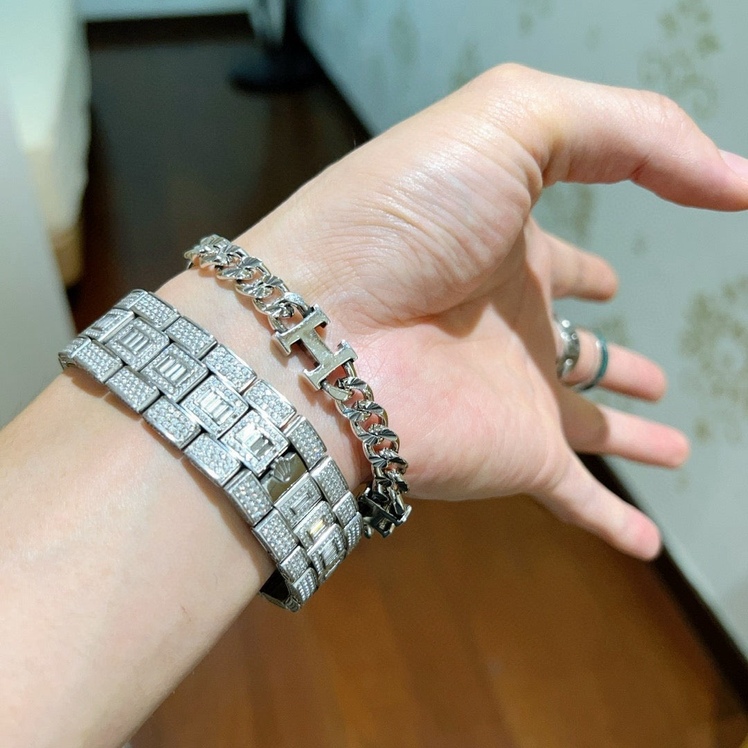 gold luxury Bracelet for men - alternate angle view 7