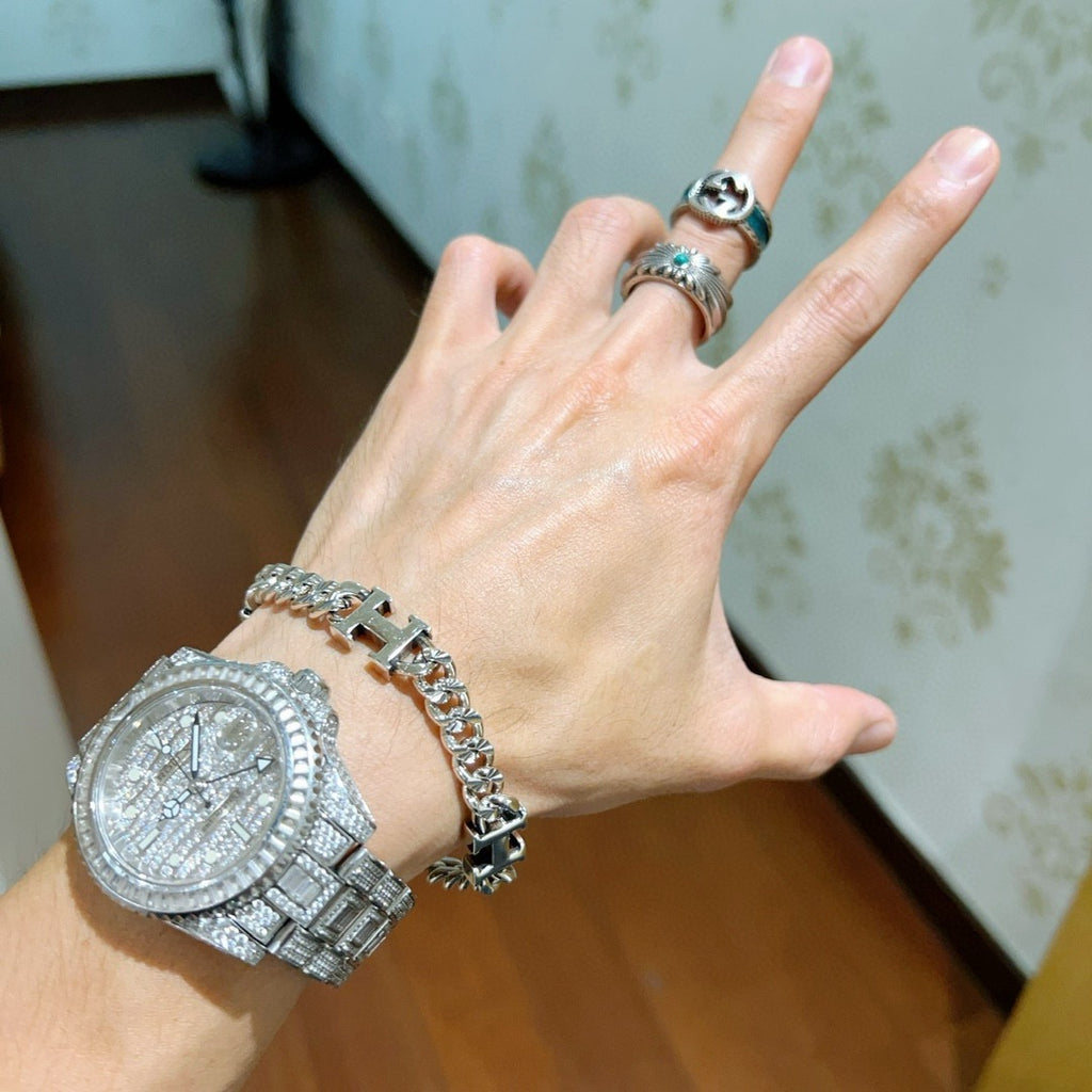 gold luxury Bracelet for men - alternate angle view 6