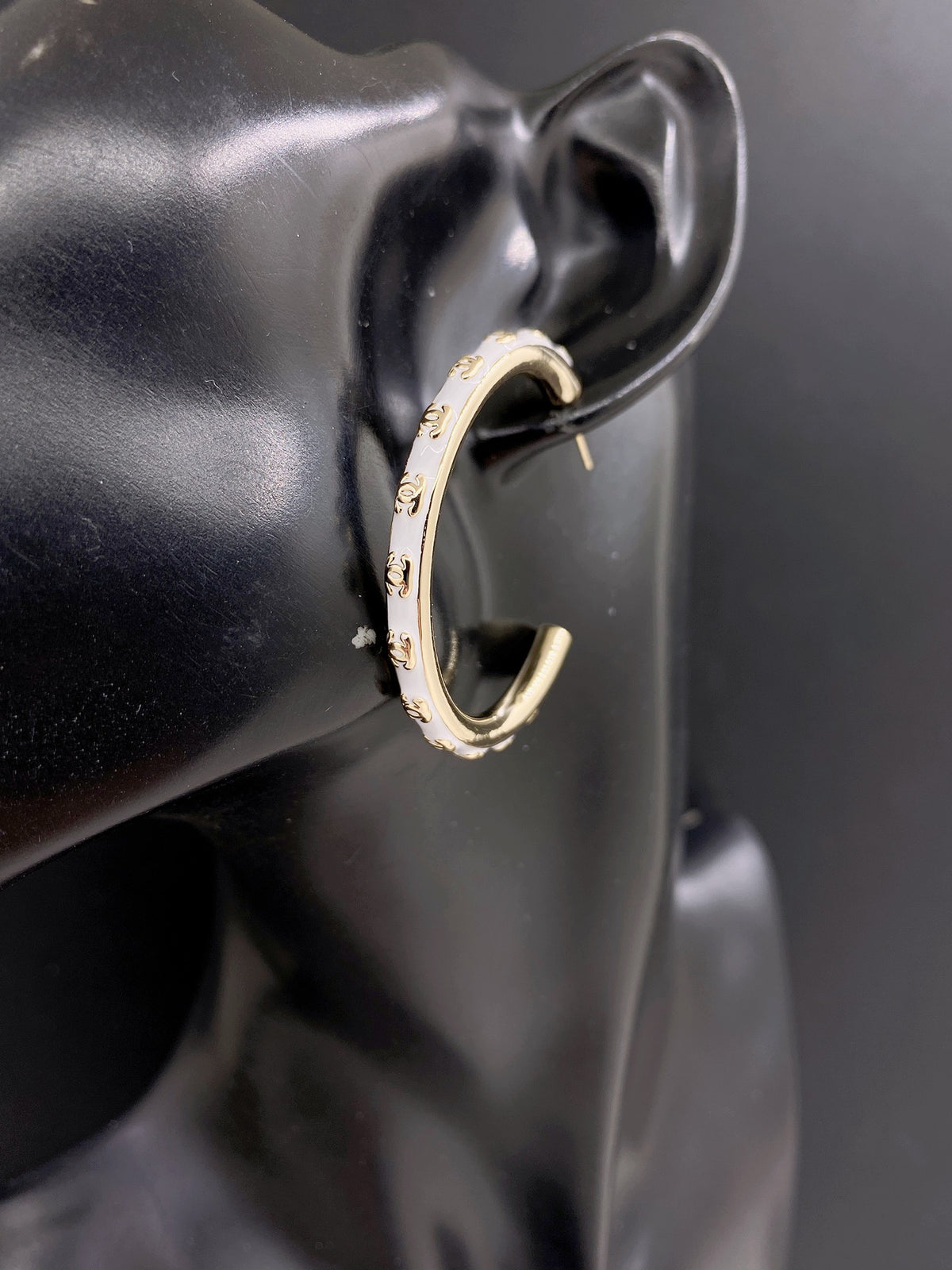 Round Statement Earrings in Gold-Tone – Design 002 front product view
