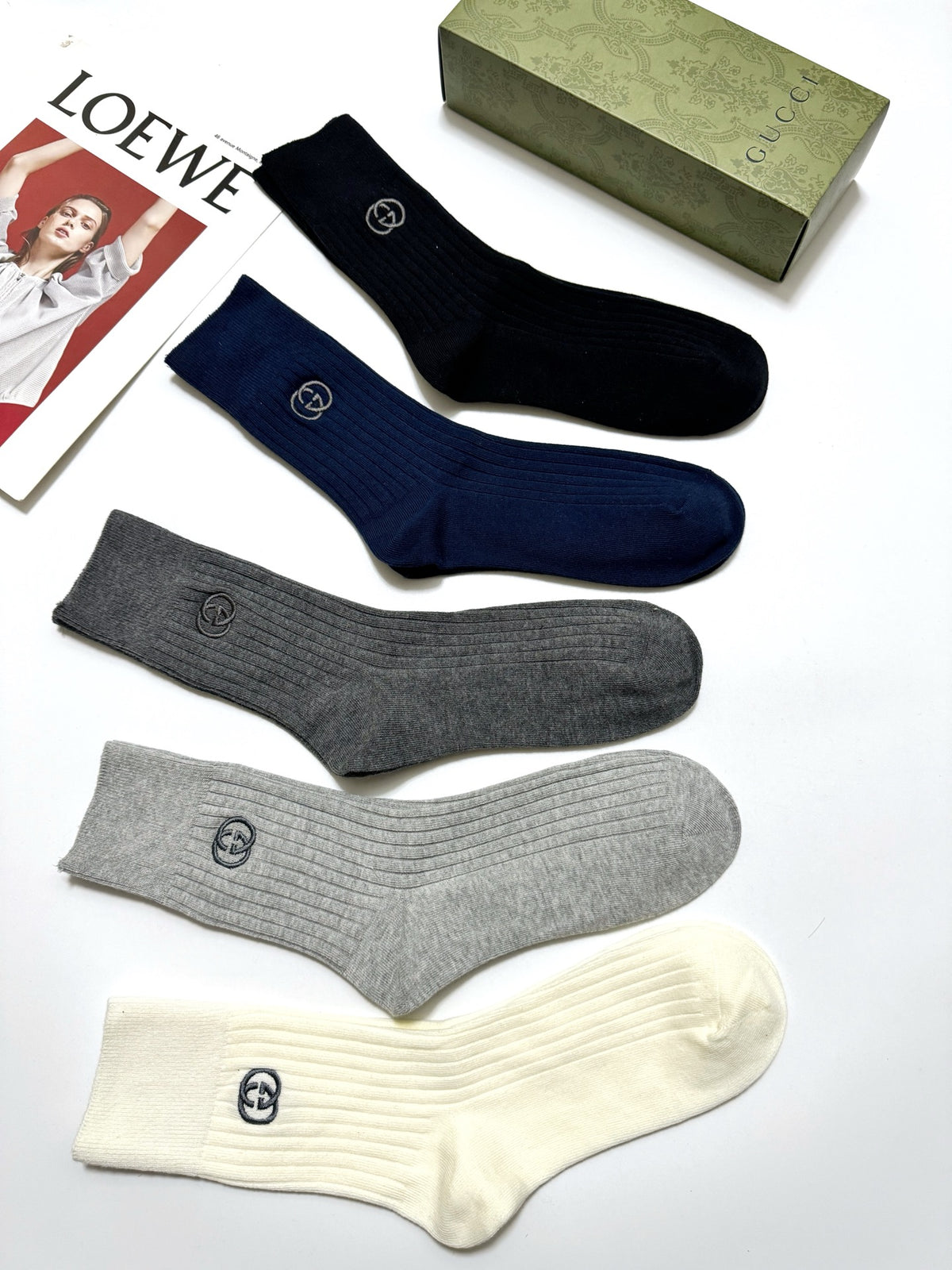 Gucci Cotton Crew Socks - 5-Pair Pack
