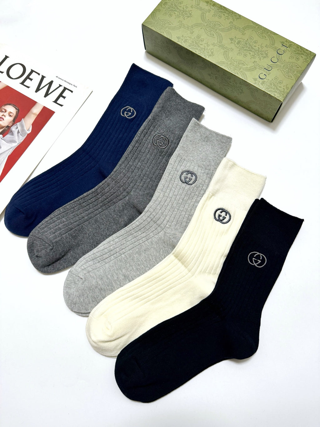 Gucci Cotton Crew Socks - 5-Pair Pack