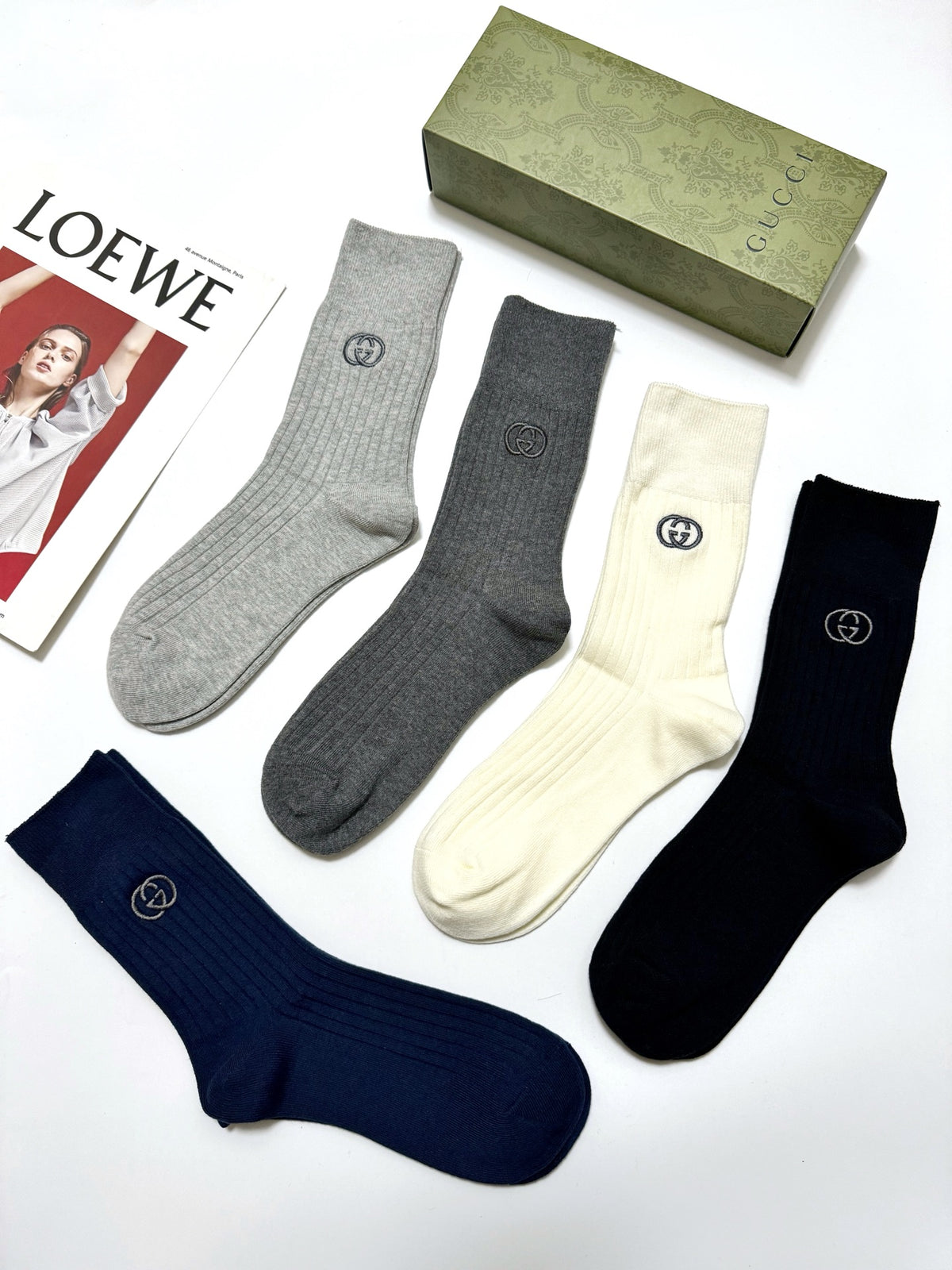 Gucci Cotton Crew Socks - 5-Pair Pack