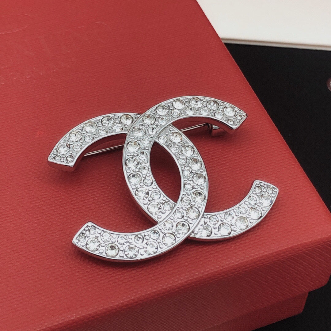 Signature Emblem Brooch in Silver-Tone – Design 002 styled product view