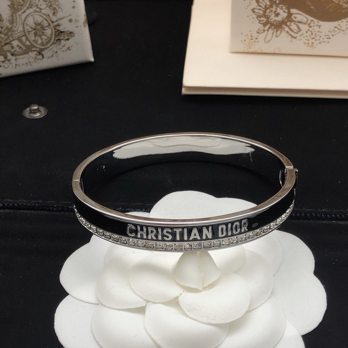 Sculptural Statement Bracelet in Black-Tone with Crystal-Style Accents – Design 002 styled view