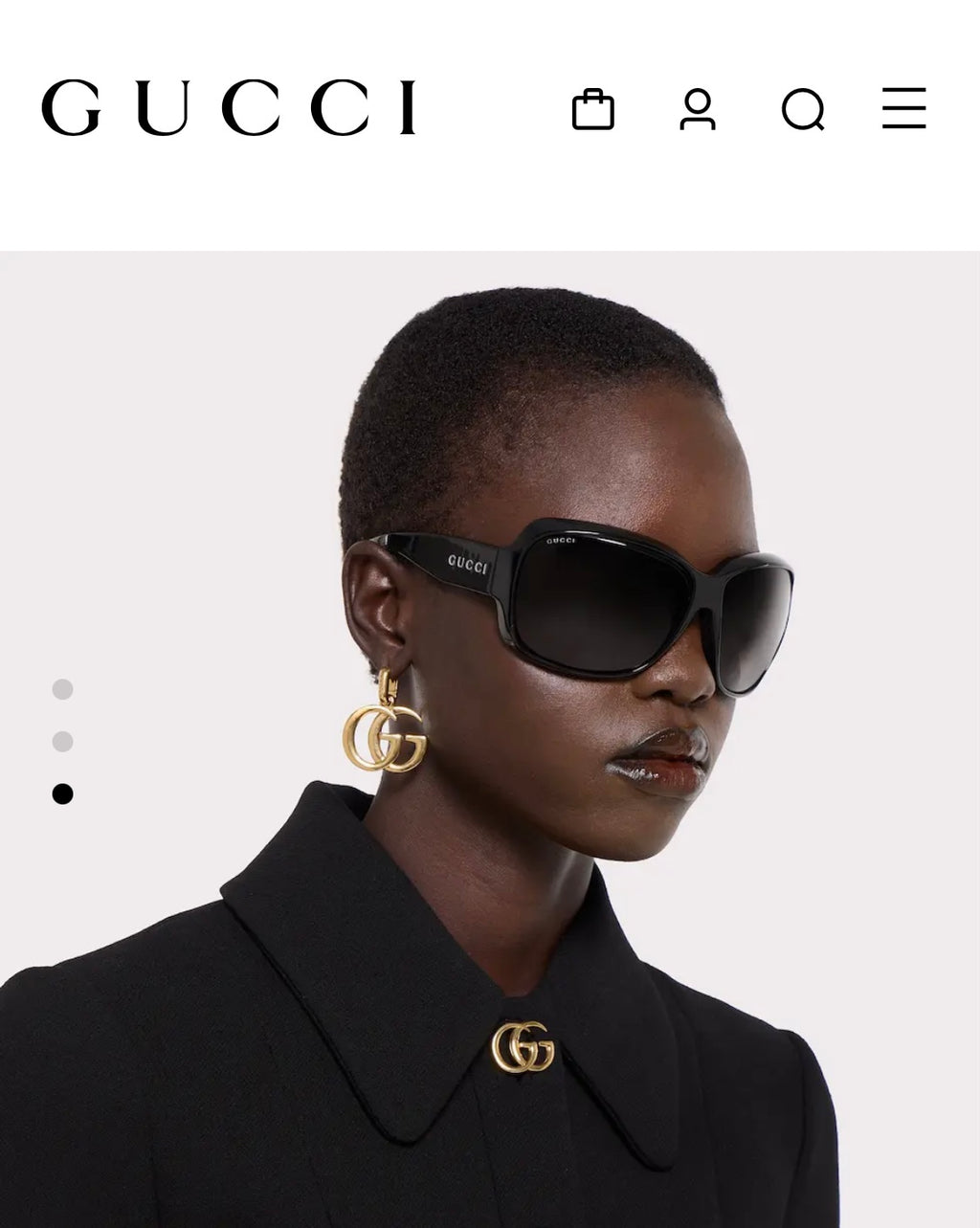 Double-G Emblem Statement Earrings in Gold-Tone – Vintage Detail – Design 002 detail view