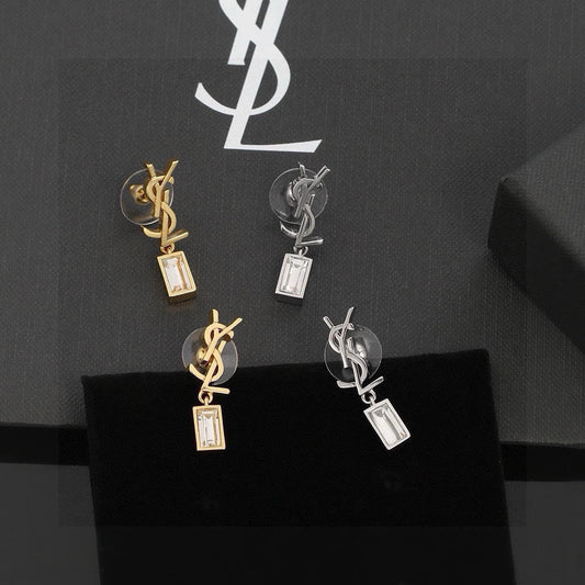 Geometric Emblem Stud Earrings in Gold-Tone – Design 006 main product view