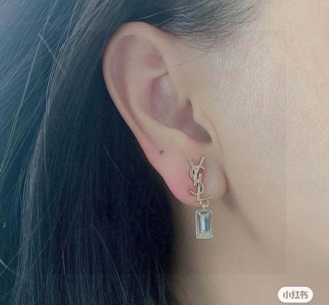 Geometric Emblem Stud Earrings in Gold-Tone – Design 006 styled product view
