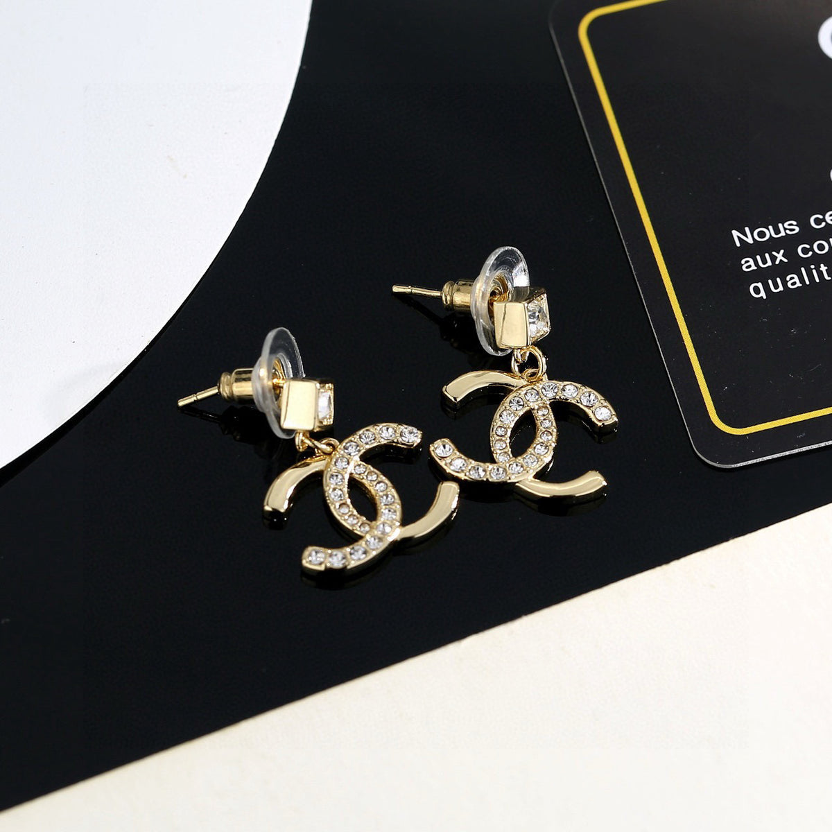 Signature Emblem Stud Earrings in Gold-Tone – Design 040 front product view