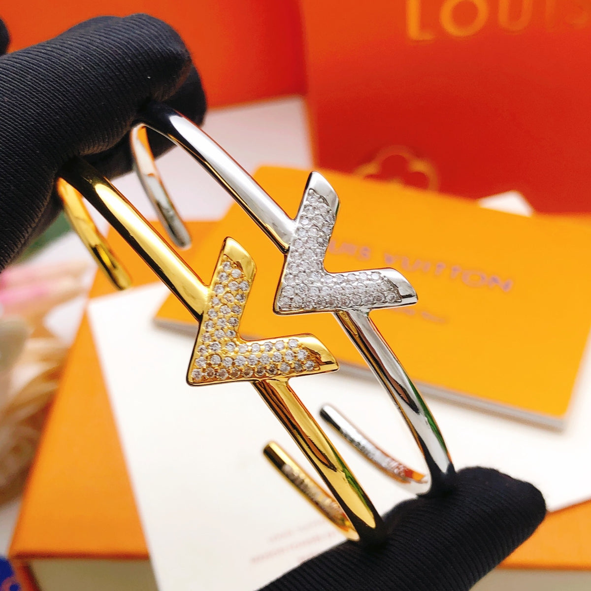 Geometric Emblem Bangle in Gold-Tone – Design 010 main product view