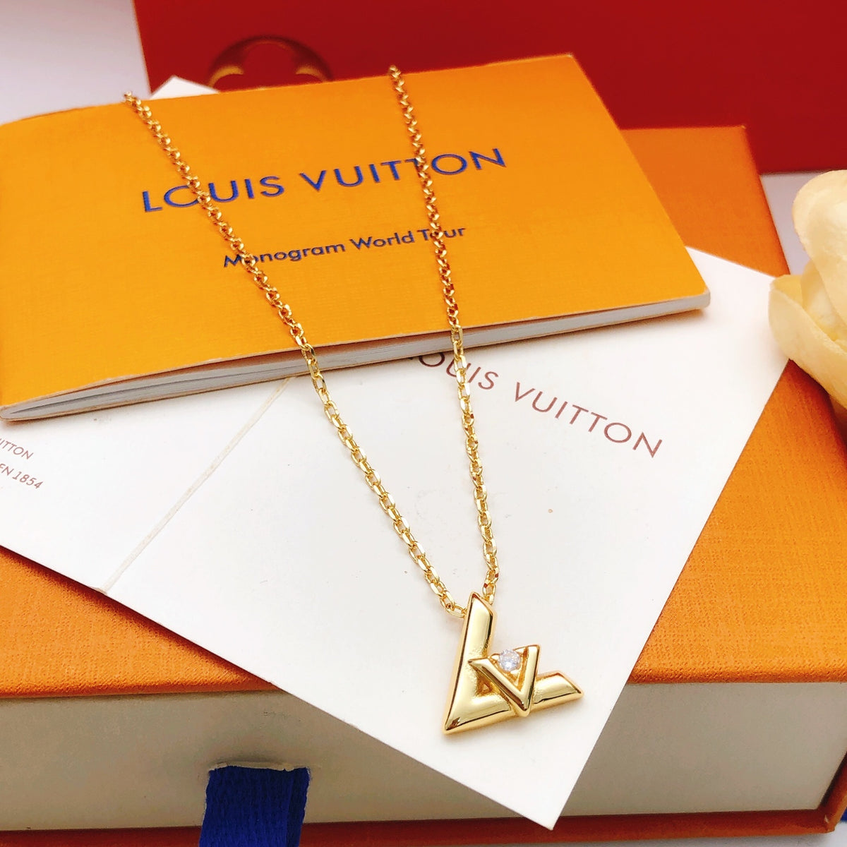 Geometric Emblem Pendant Necklace in Gold-Tone – Design 055 main product view