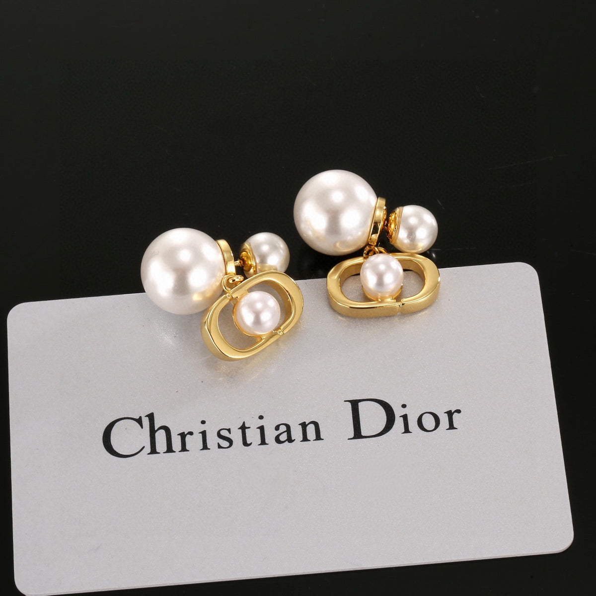 Pearl-Style Motif Statement Earrings in Silver-Tone with Pearl-Style Detail – Design 004 styled view