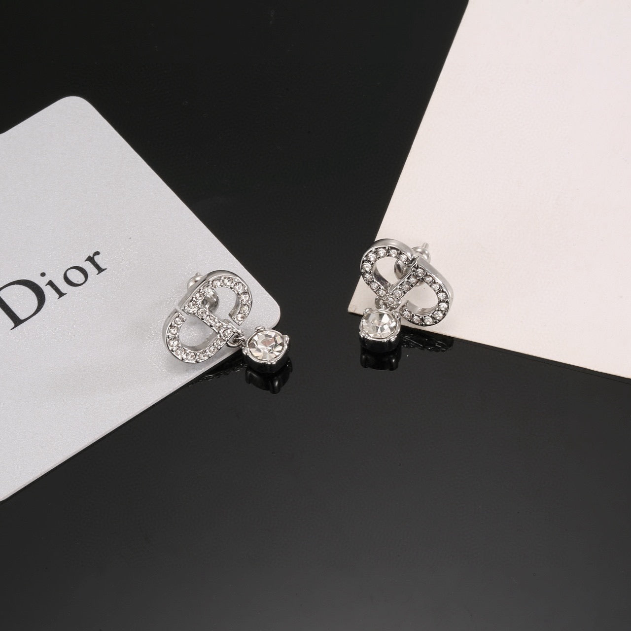 Graphic Letter Motif Stud Earrings in Polished Metal-Tone with Vintage-Style Finish – Design 007 front view