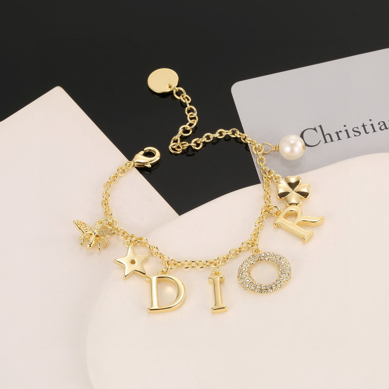 Graphic Letter Motif Statement Bracelet in Polished Metal-Tone with Vintage-Style Finish – Design 001 detail view