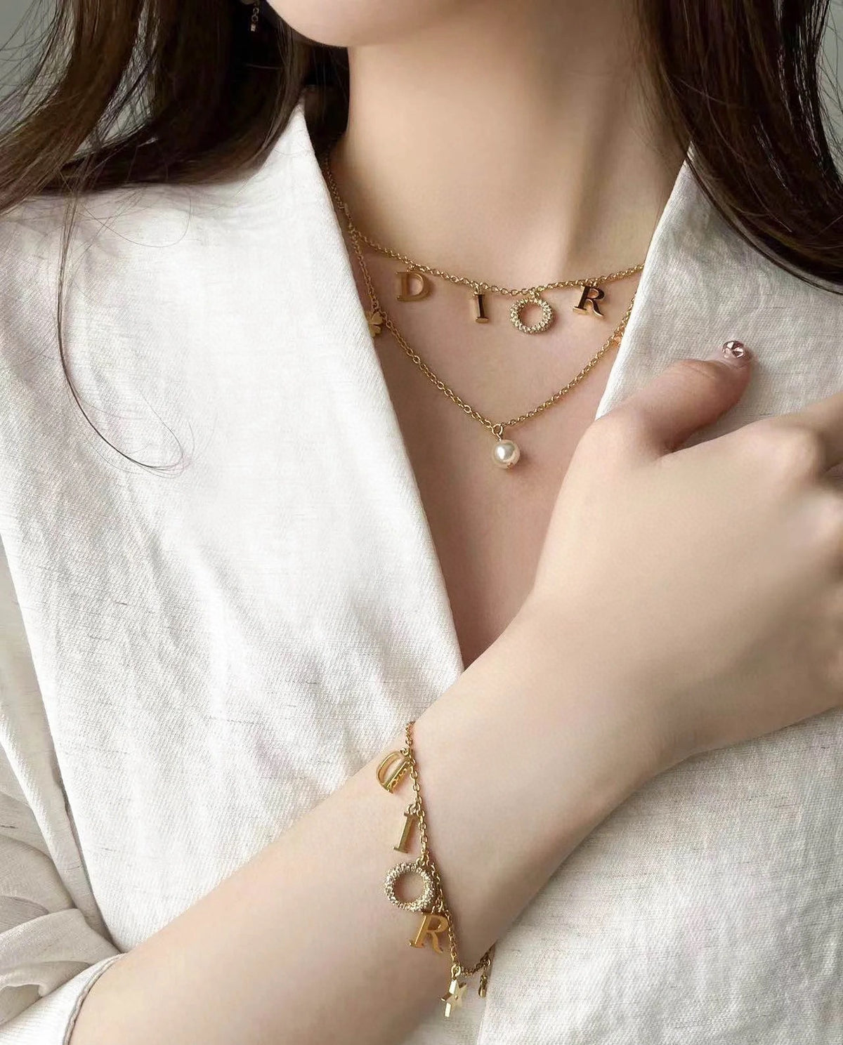 Graphic Letter Motif Statement Bracelet in Polished Metal-Tone with Vintage-Style Finish – Design 001 detail view