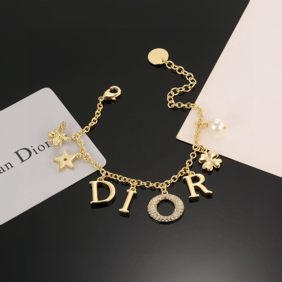 Graphic Letter Motif Statement Bracelet in Polished Metal-Tone with Vintage-Style Finish – Design 001 main product view