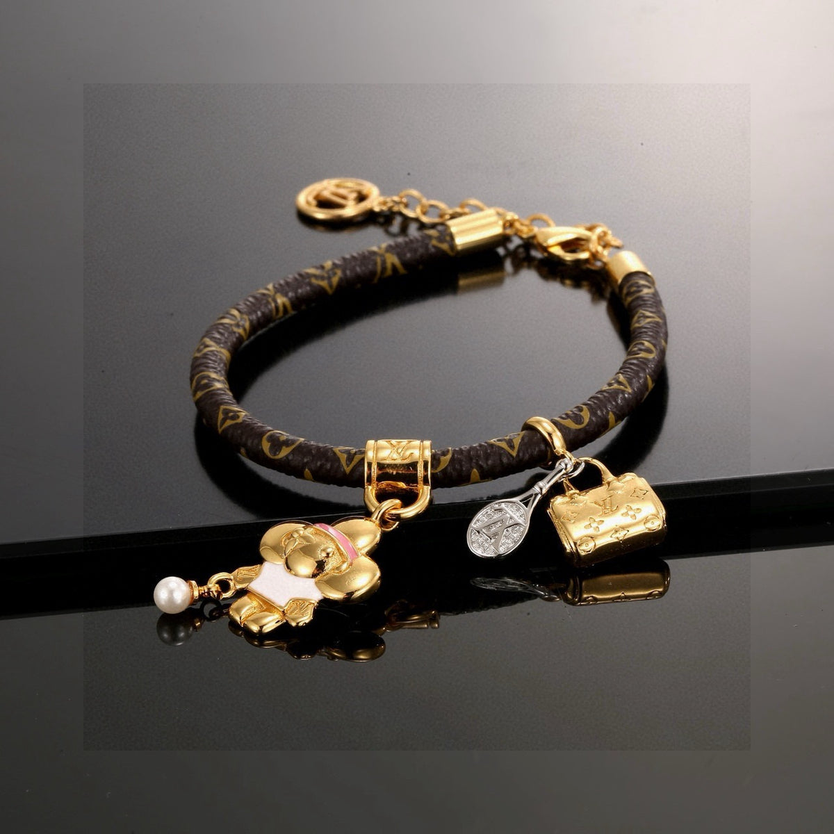 Floral Bangle in Polished Metal-Tone – Design 003 styled product view