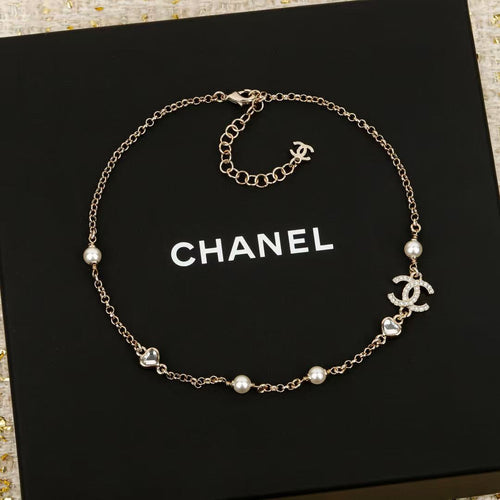 Double-C Emblem Pendant Necklace in Polished Metal-Tone – Design 012 main product view
