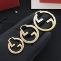 Geometric Emblem Statement Earrings in Gold-Tone – Design 001 main product view