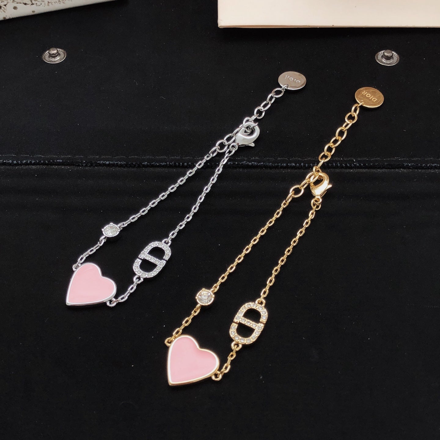 Heart Motif Statement Bracelet in Polished Metal-Tone – Design 003 front view