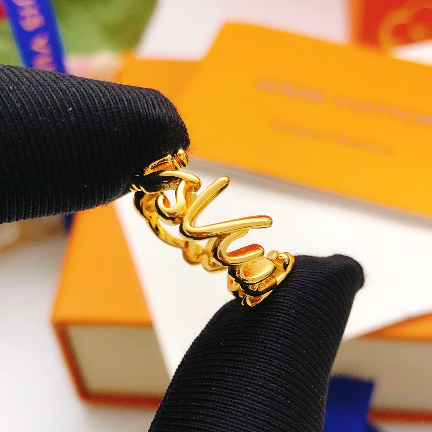 Geometric Emblem Statement Ring in Gold-Tone – Design 014 styled product view