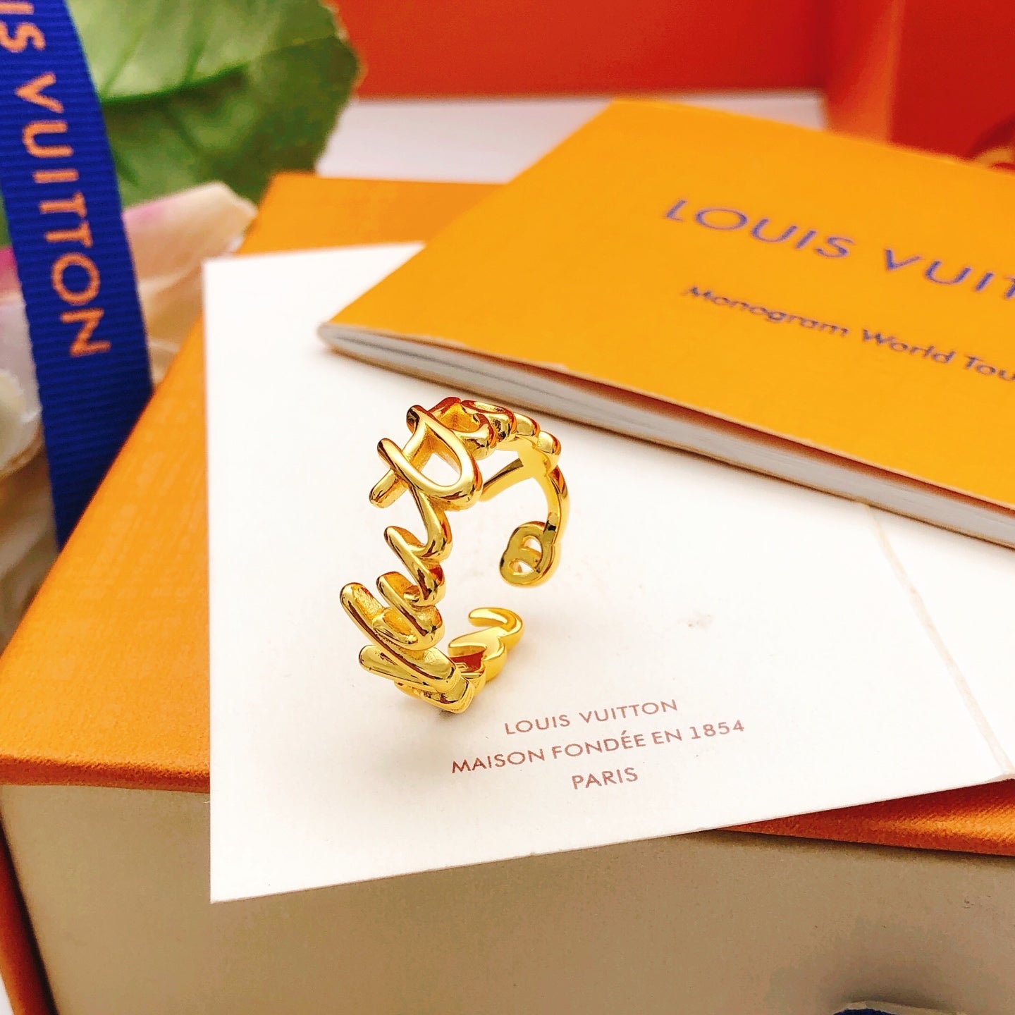 Geometric Emblem Statement Ring in Gold-Tone – Design 014 main product view