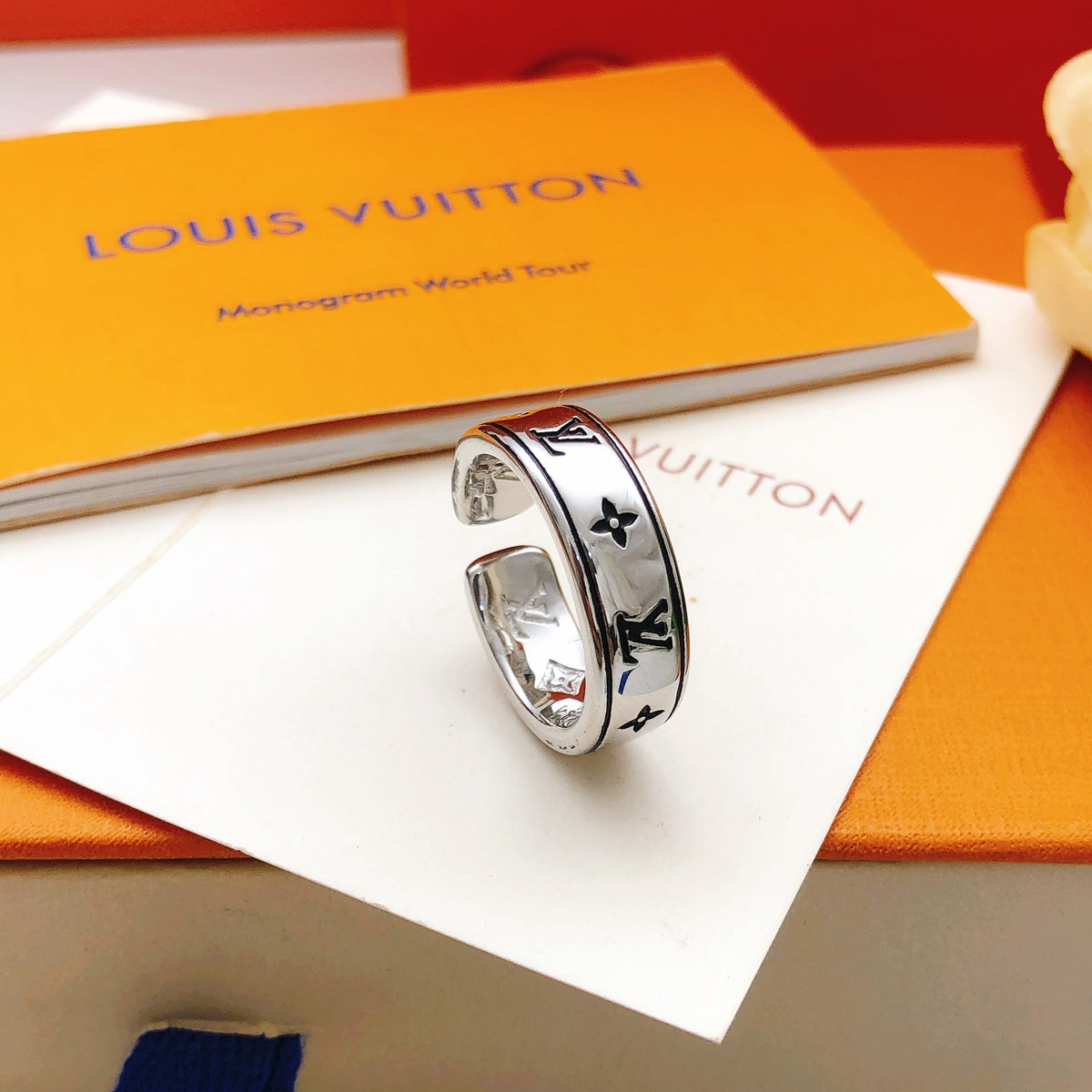 Geometric Emblem Statement Ring in Silver-Tone – Silver Detail styled product view