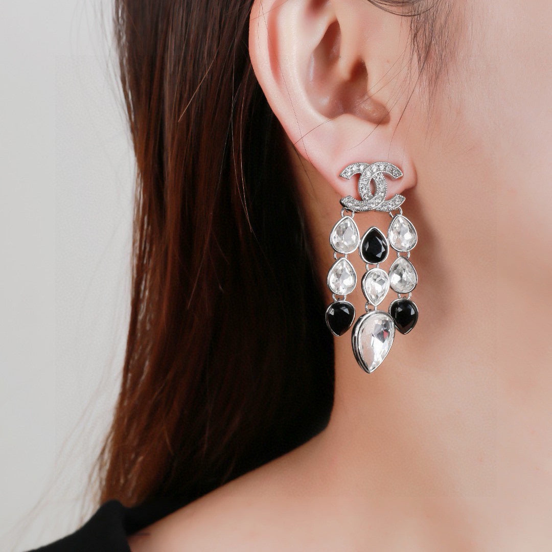 Signature Emblem Crystal-Accent Stud Earrings – Design 023 front product view