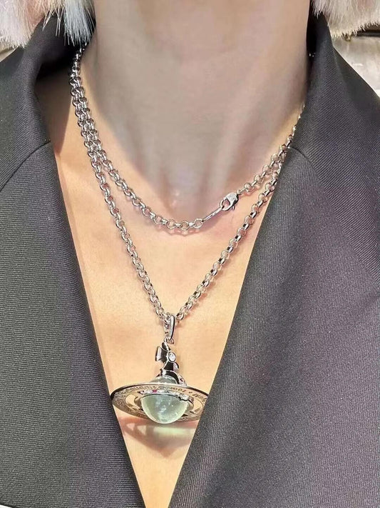 Large Orb-Inspired Emblem Long Pendant Necklace – Large main product view