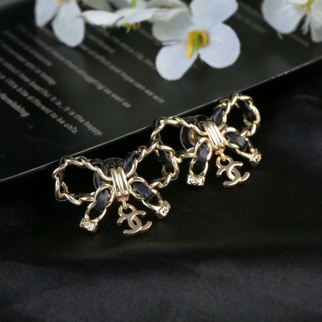 Bow Statement Earrings in Polished Metal-Tone – Design 002 close-up detail
